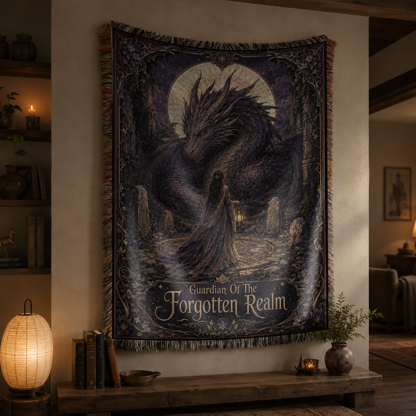 Guardian Of The Forgotten Realm Dragon Woven Relic Blanket