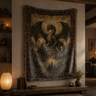 Golden Kingdom Dragon Woven Blanket - Medieval Fantasy Wall Decor