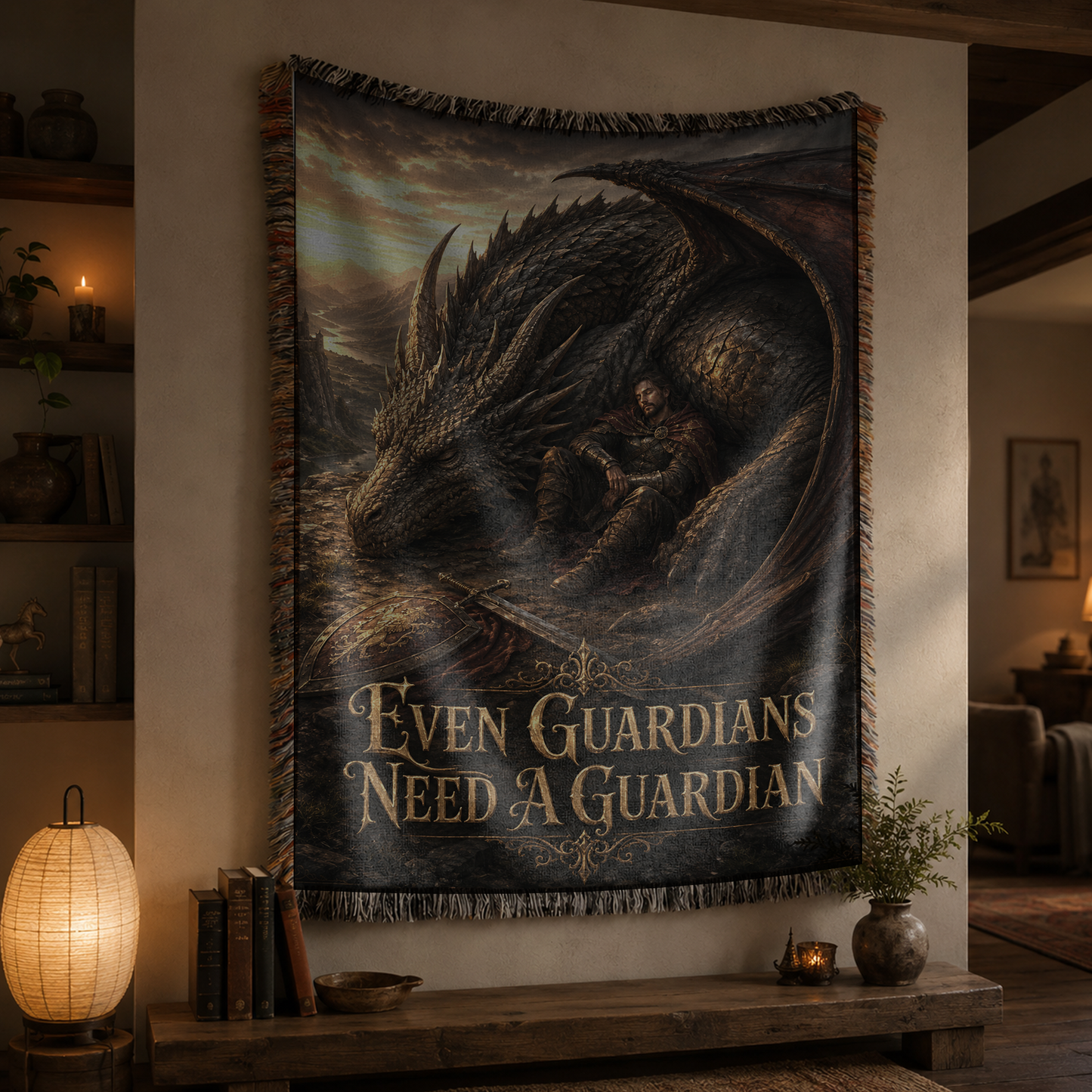 Even Guardians Need A Guardian Dragon Woven Relic Blanket