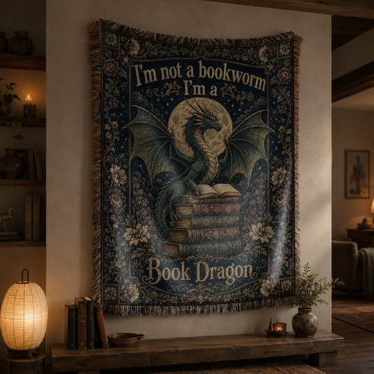 Book Dragon Woven Blanket