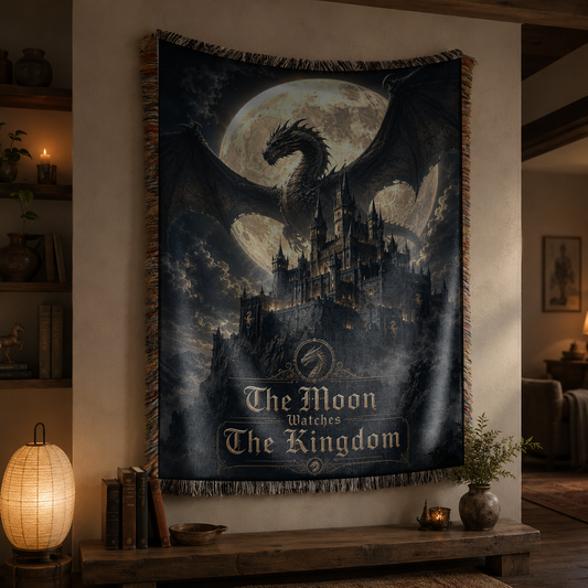 The Moon Watches The Kingdom Dragon Woven Relic Blanket
