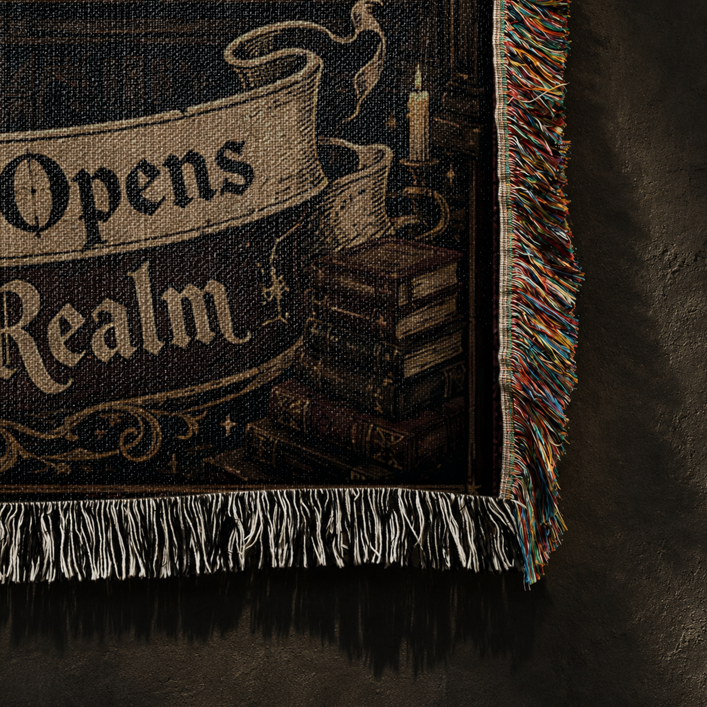 Every Book Opens A Dragon Realm Woven Relic Blanket