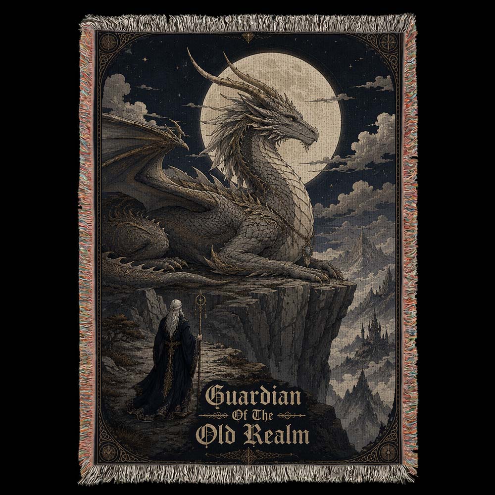 Guardian Of The Old Realm Dragon Woven Relic Blanket