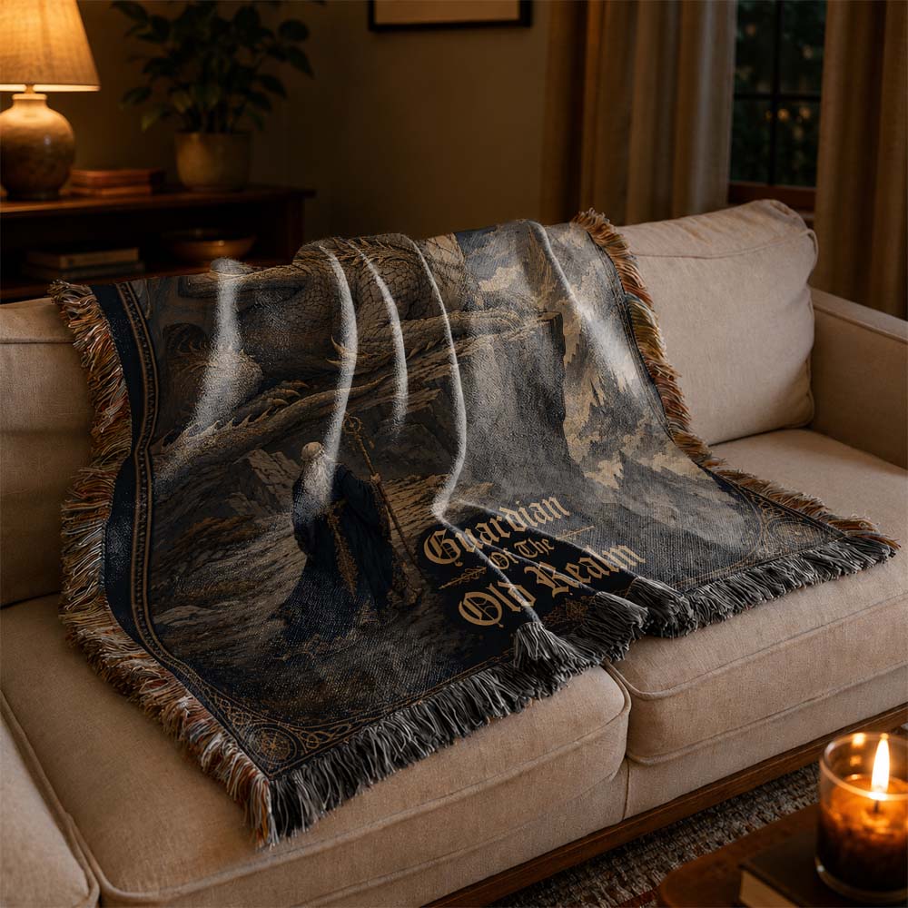 Guardian Of The Old Realm Dragon Woven Relic Blanket