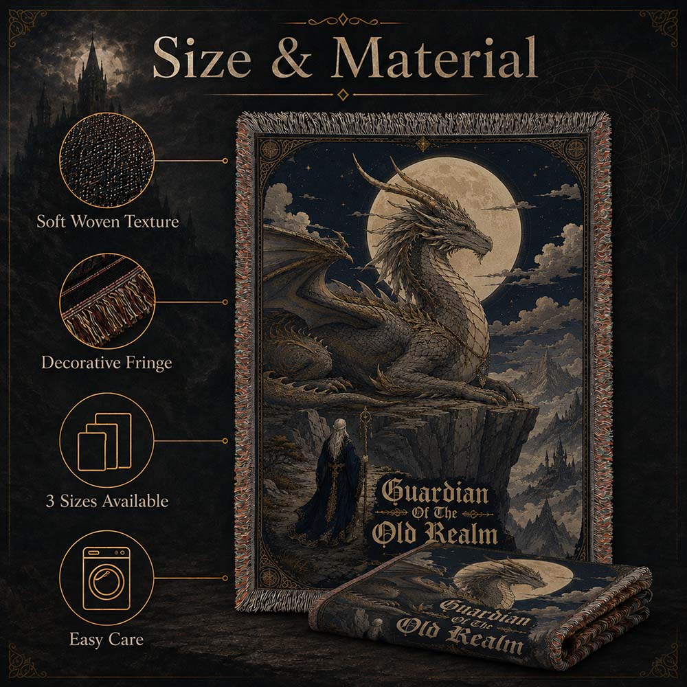 Guardian Of The Old Realm Dragon Woven Relic Blanket