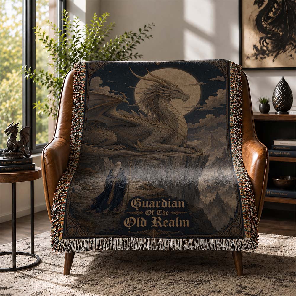 Guardian Of The Old Realm Dragon Woven Relic Blanket