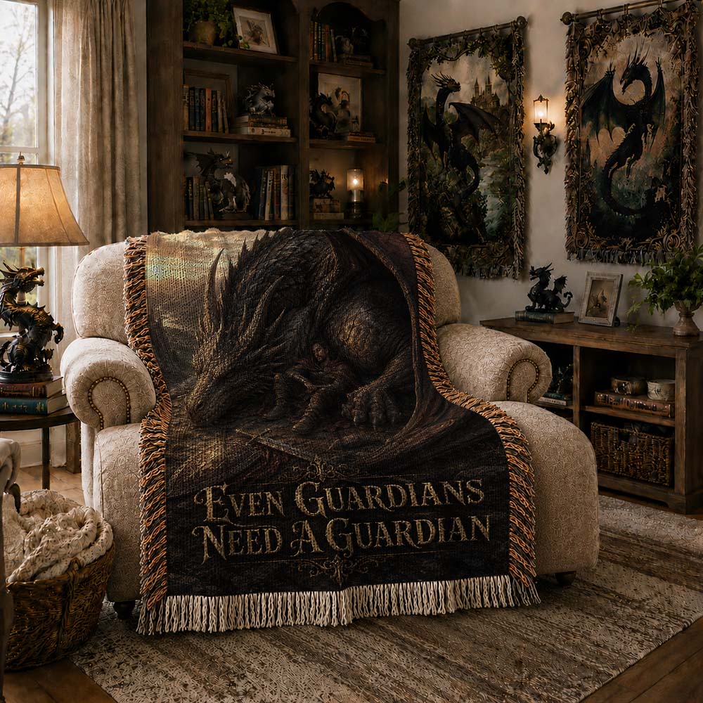 Even Guardians Need A Guardian Dragon Woven Relic Blanket