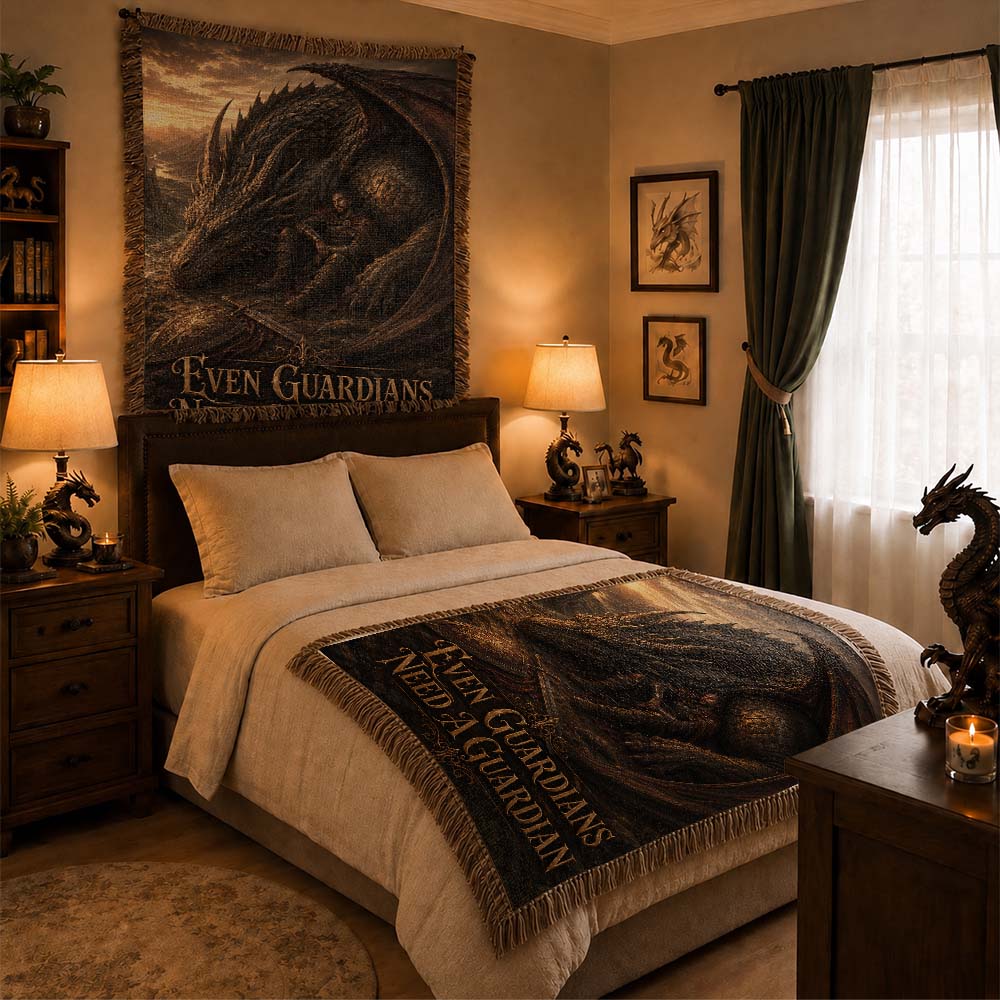 Even Guardians Need A Guardian Dragon Woven Relic Blanket