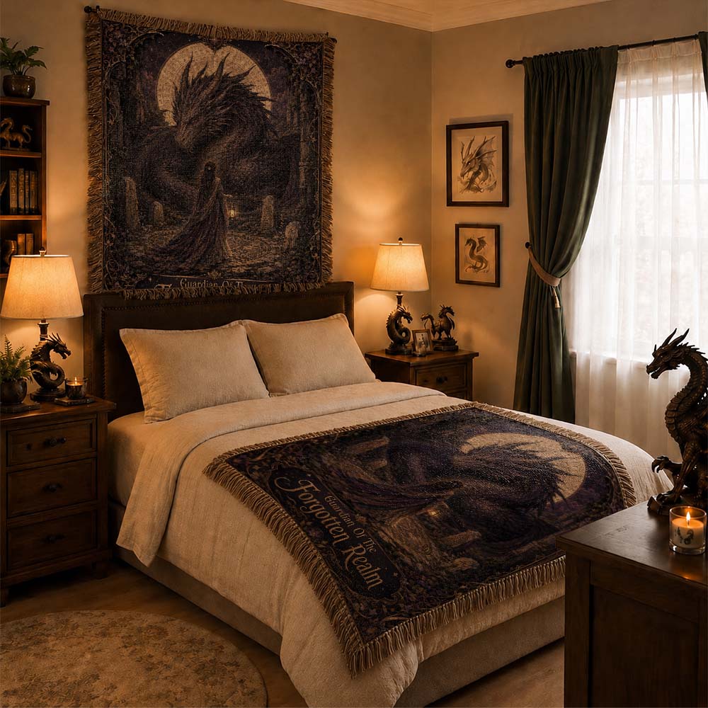 Guardian Of The Forgotten Realm Dragon Woven Relic Blanket