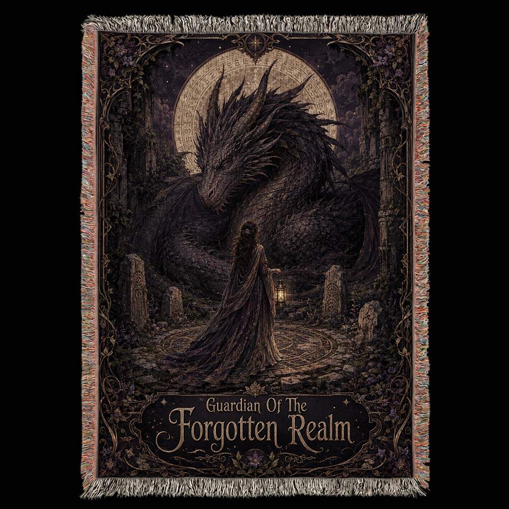 Guardian Of The Forgotten Realm Dragon Woven Relic Blanket