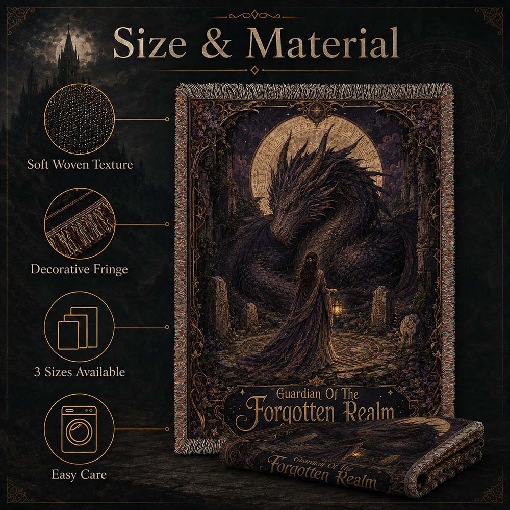Guardian Of The Forgotten Realm Dragon Woven Relic Blanket