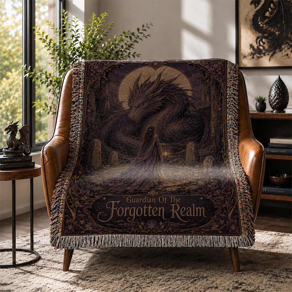 Guardian Of The Forgotten Realm Dragon Woven Relic Blanket