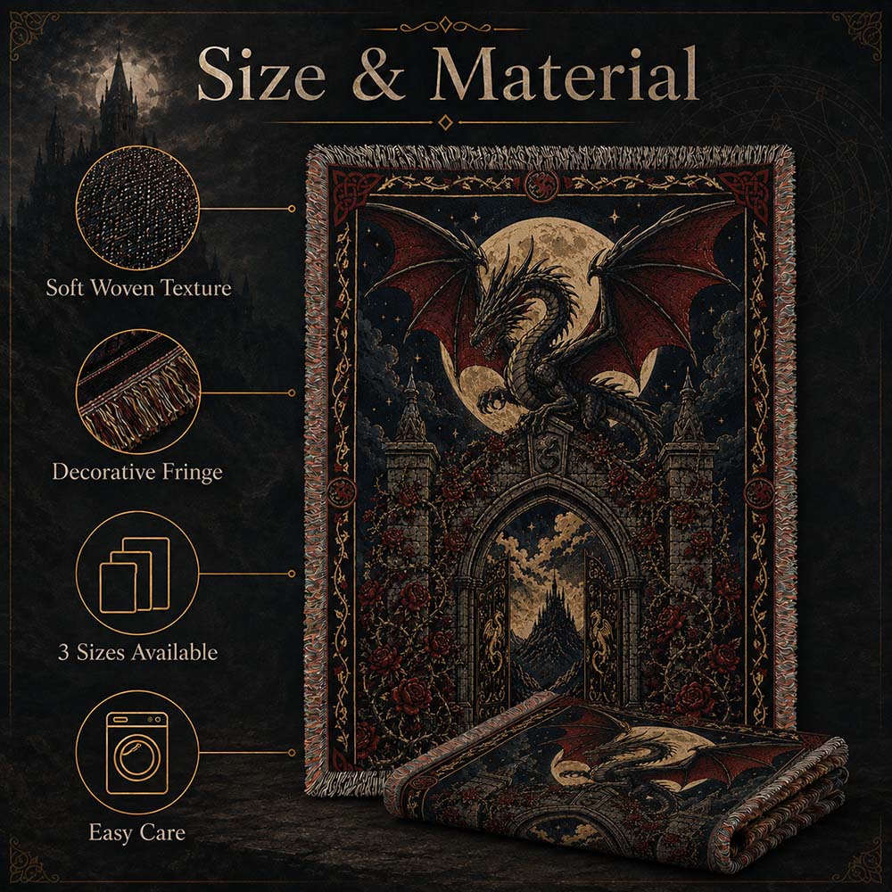 Moonlit Rose Gate Dragon Woven Relic Blanket