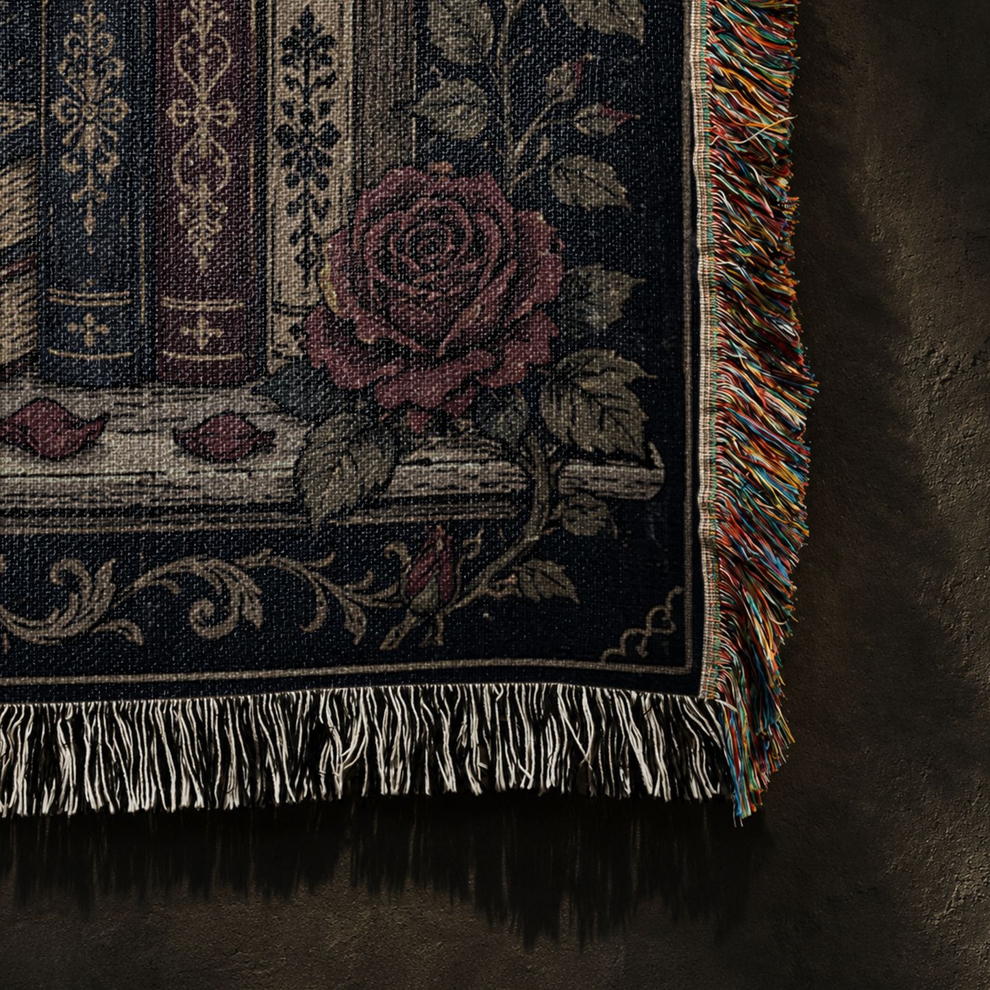 Moonlit Rose Window Dragon Woven Relic Blanket