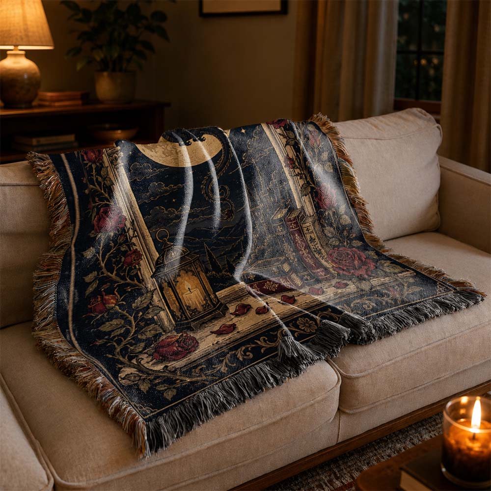 Moonlit Rose Window Dragon Woven Relic Blanket