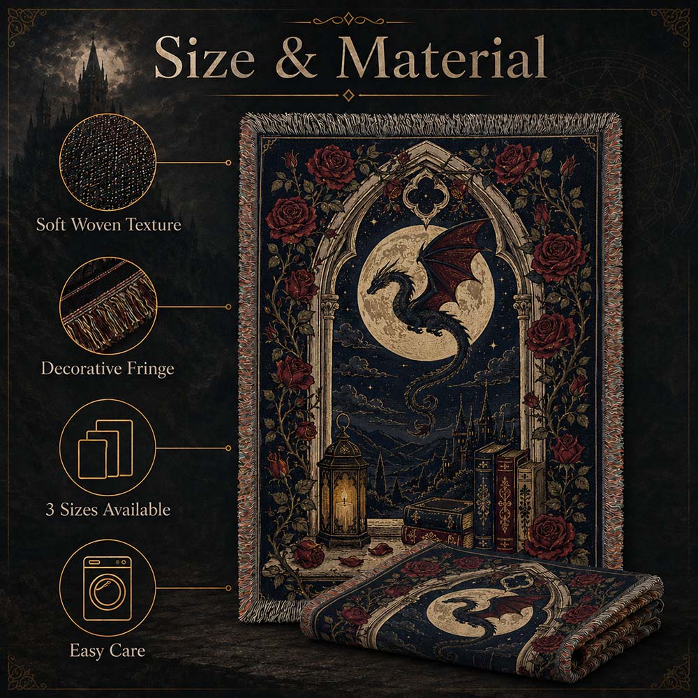 Moonlit Rose Window Dragon Woven Relic Blanket