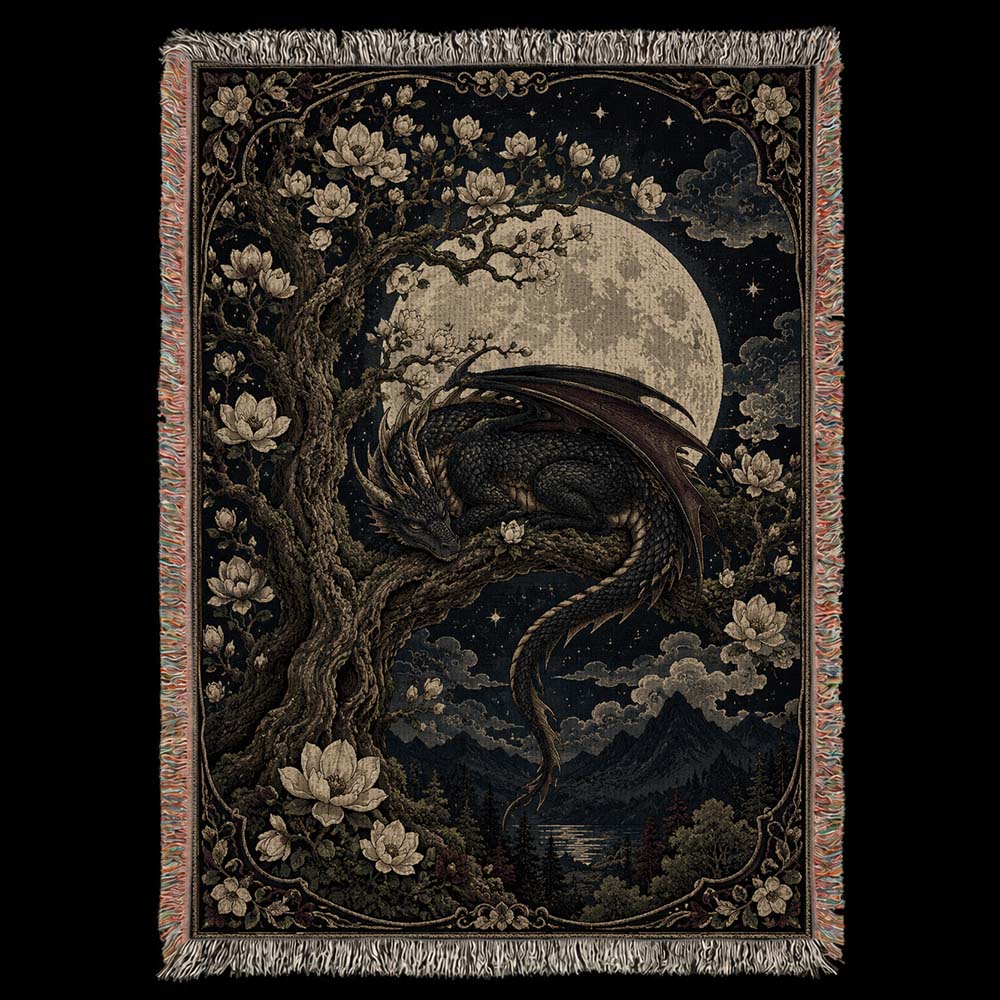 Moonblossom Grove Dragon Woven Relic Blanket