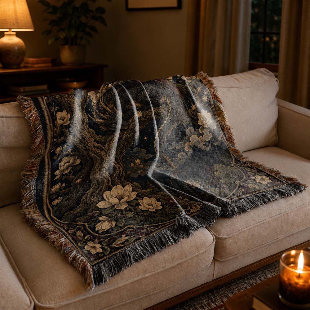 Moonblossom Grove Dragon Woven Relic Blanket