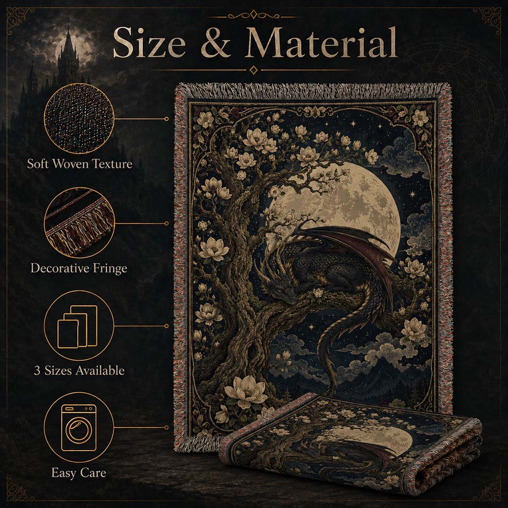 Moonblossom Grove Dragon Woven Relic Blanket
