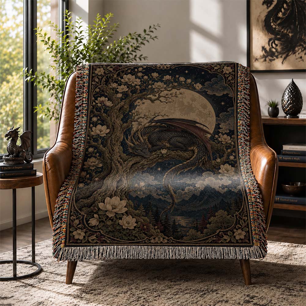 Moonblossom Grove Dragon Woven Relic Blanket