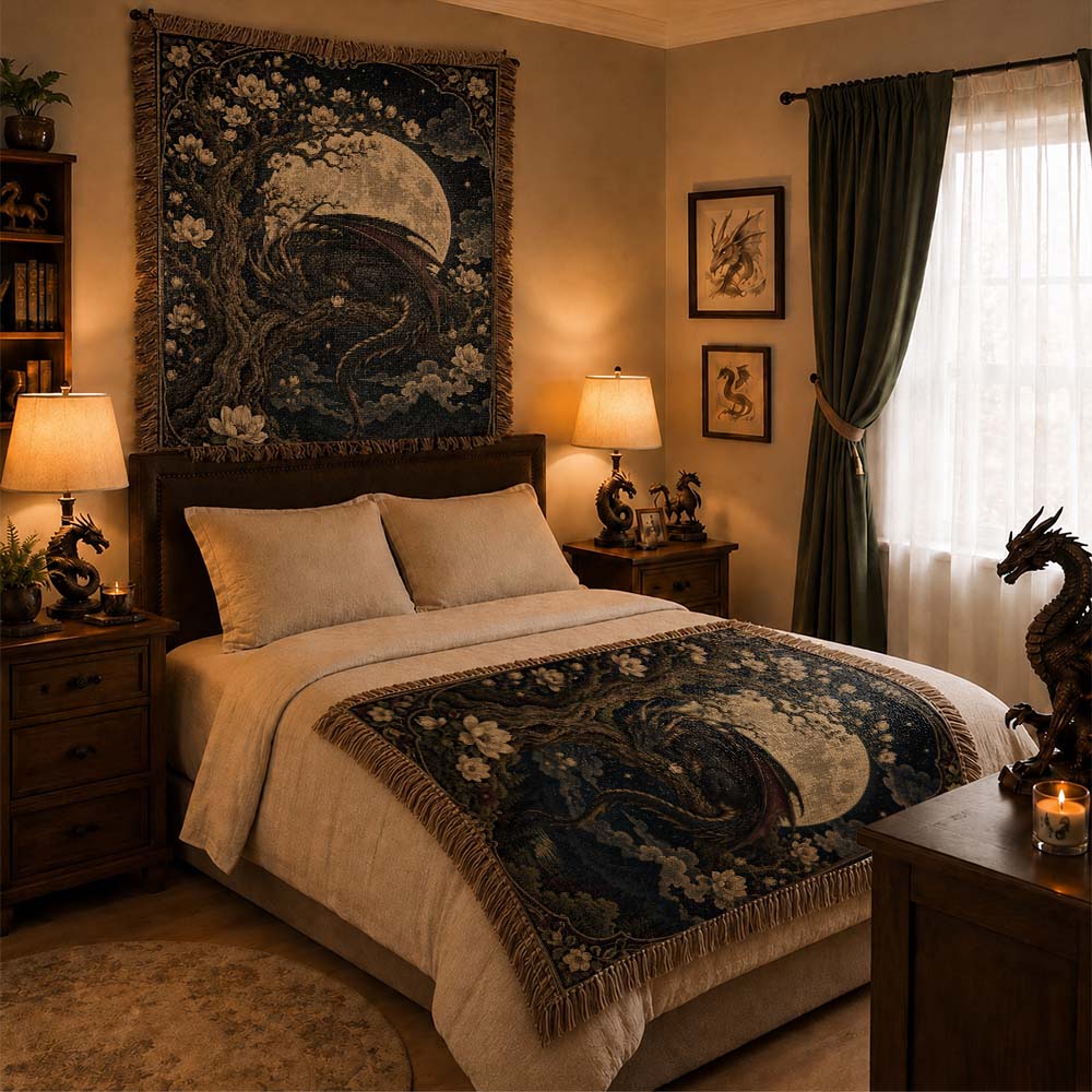Moonblossom Grove Dragon Woven Relic Blanket