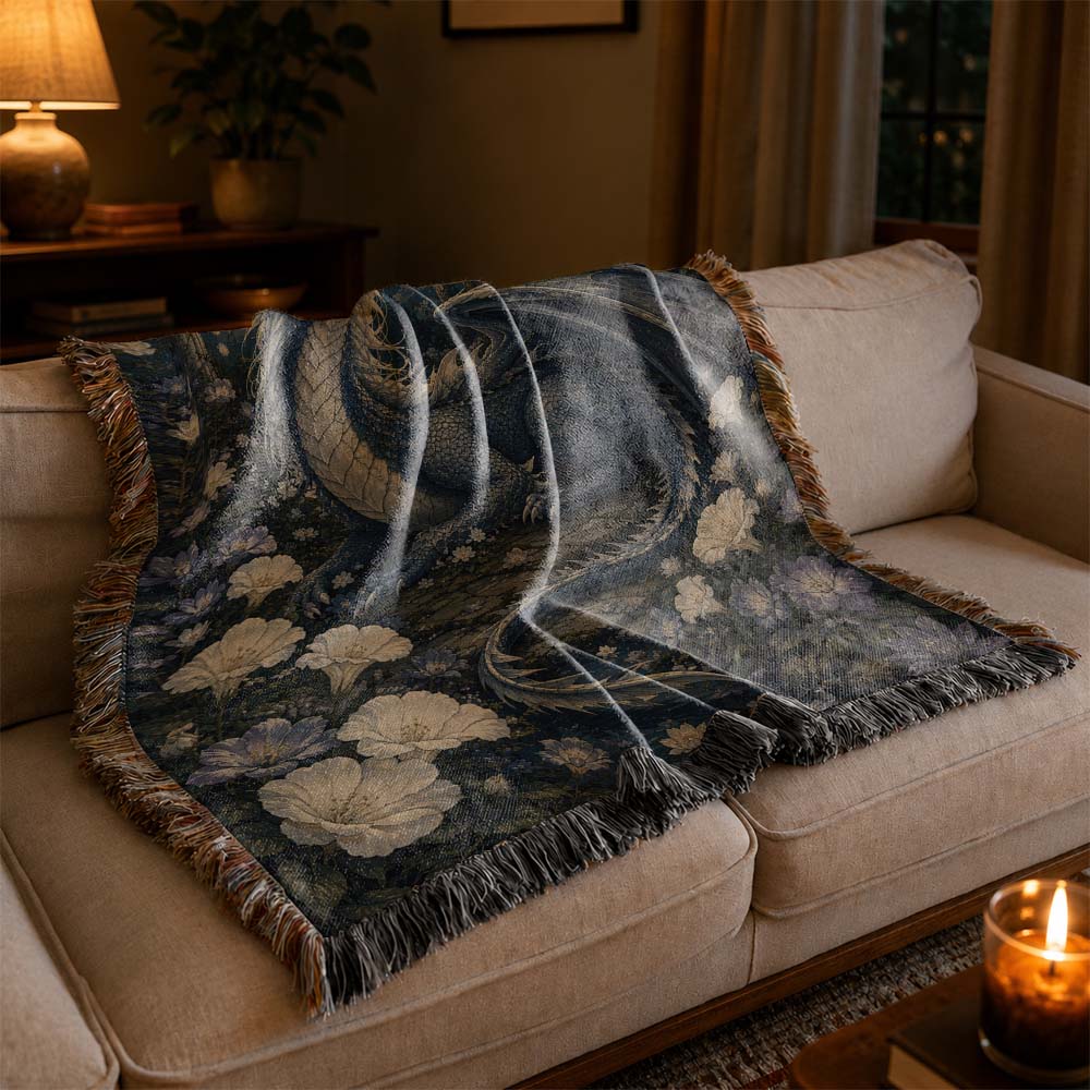 Moonveil Garden Dragon Woven Relic Blanket