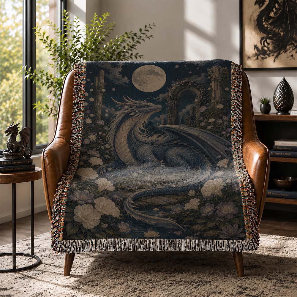 Moonveil Garden Dragon Woven Relic Blanket
