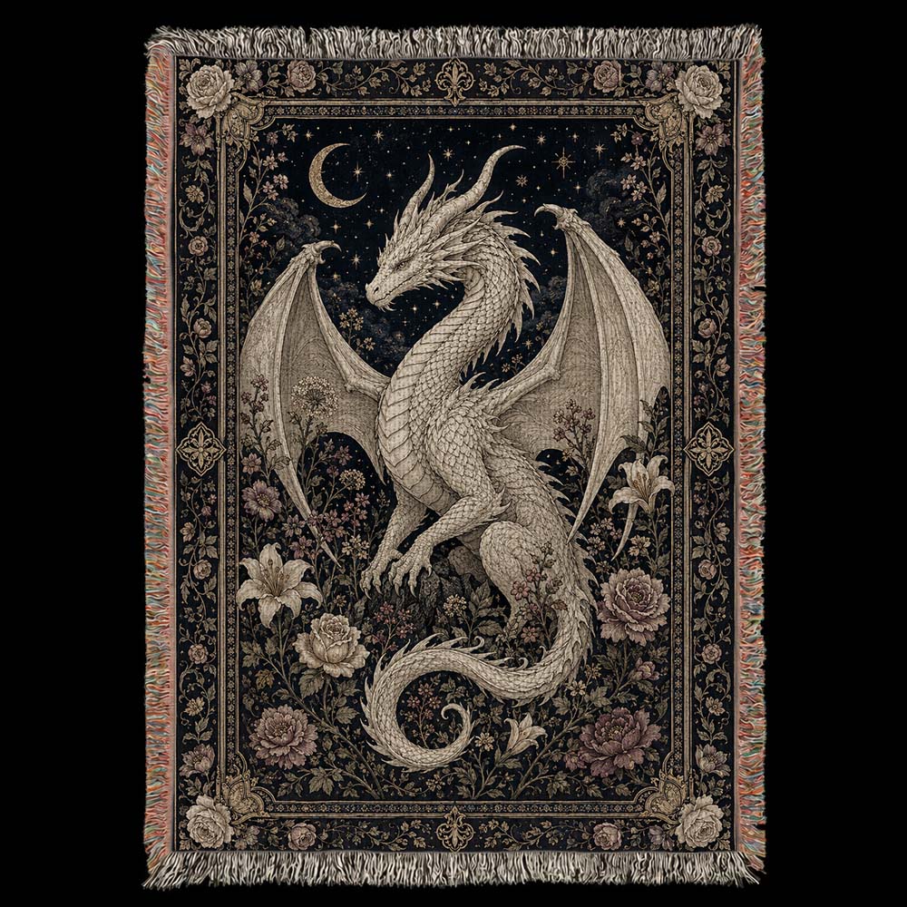 Ivory Moonbloom Dragon Woven Relic Blanket