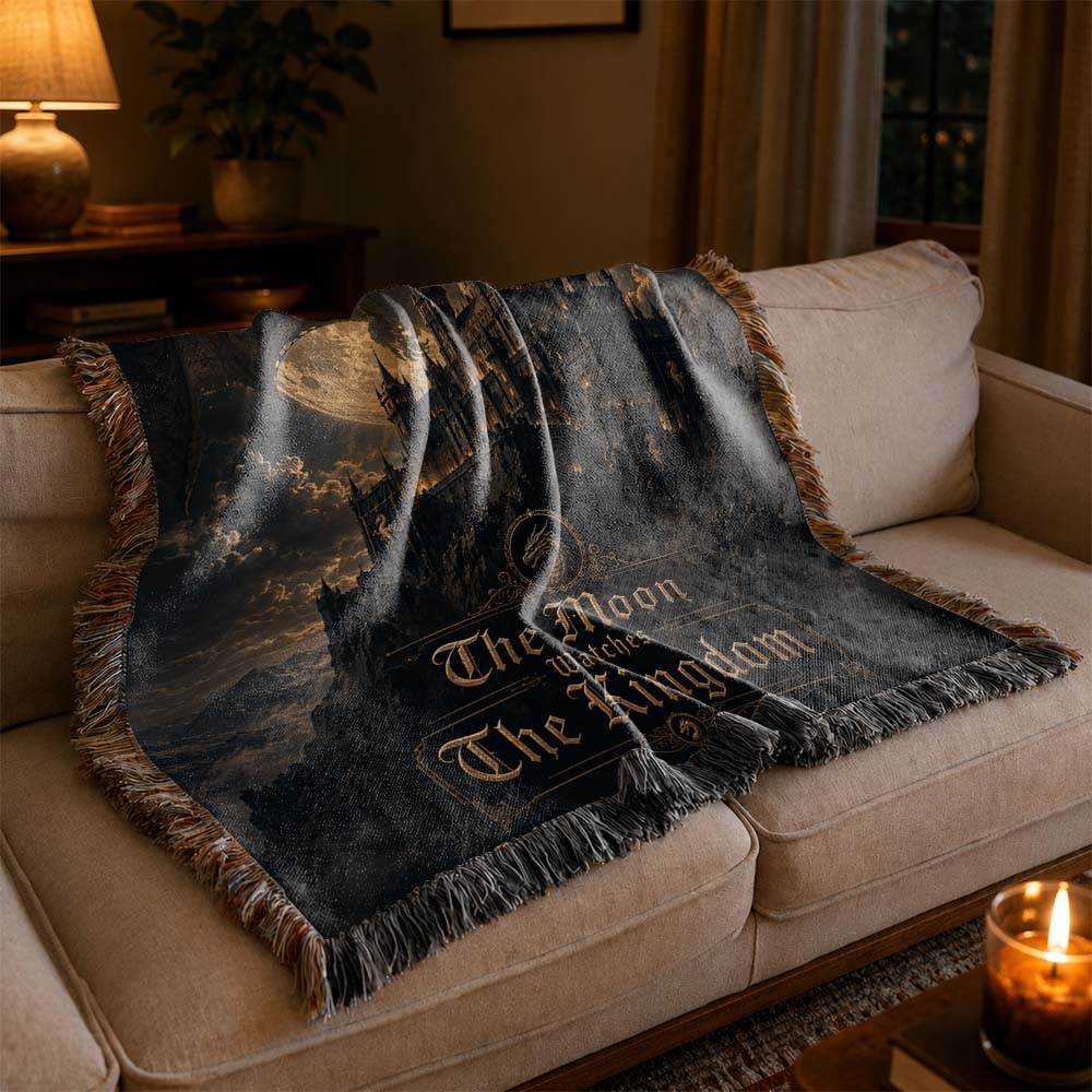 The Moon Watches The Kingdom Dragon Woven Relic Blanket
