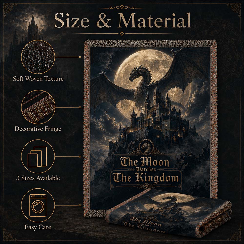 The Moon Watches The Kingdom Dragon Woven Relic Blanket