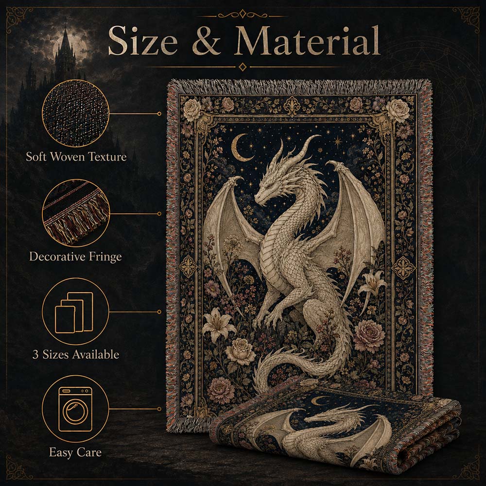 Ivory Moonbloom Dragon Woven Relic Blanket