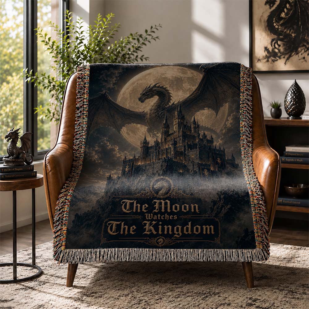 The Moon Watches The Kingdom Dragon Woven Relic Blanket