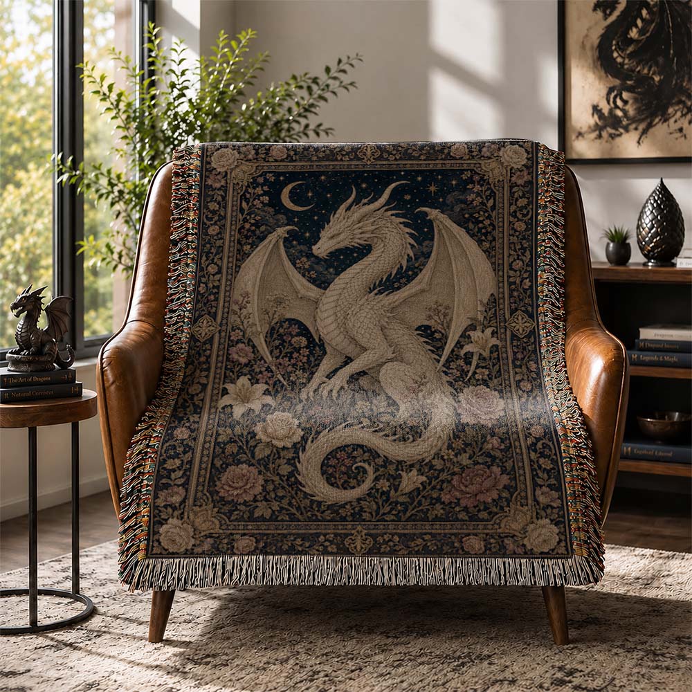 Ivory Moonbloom Dragon Woven Relic Blanket