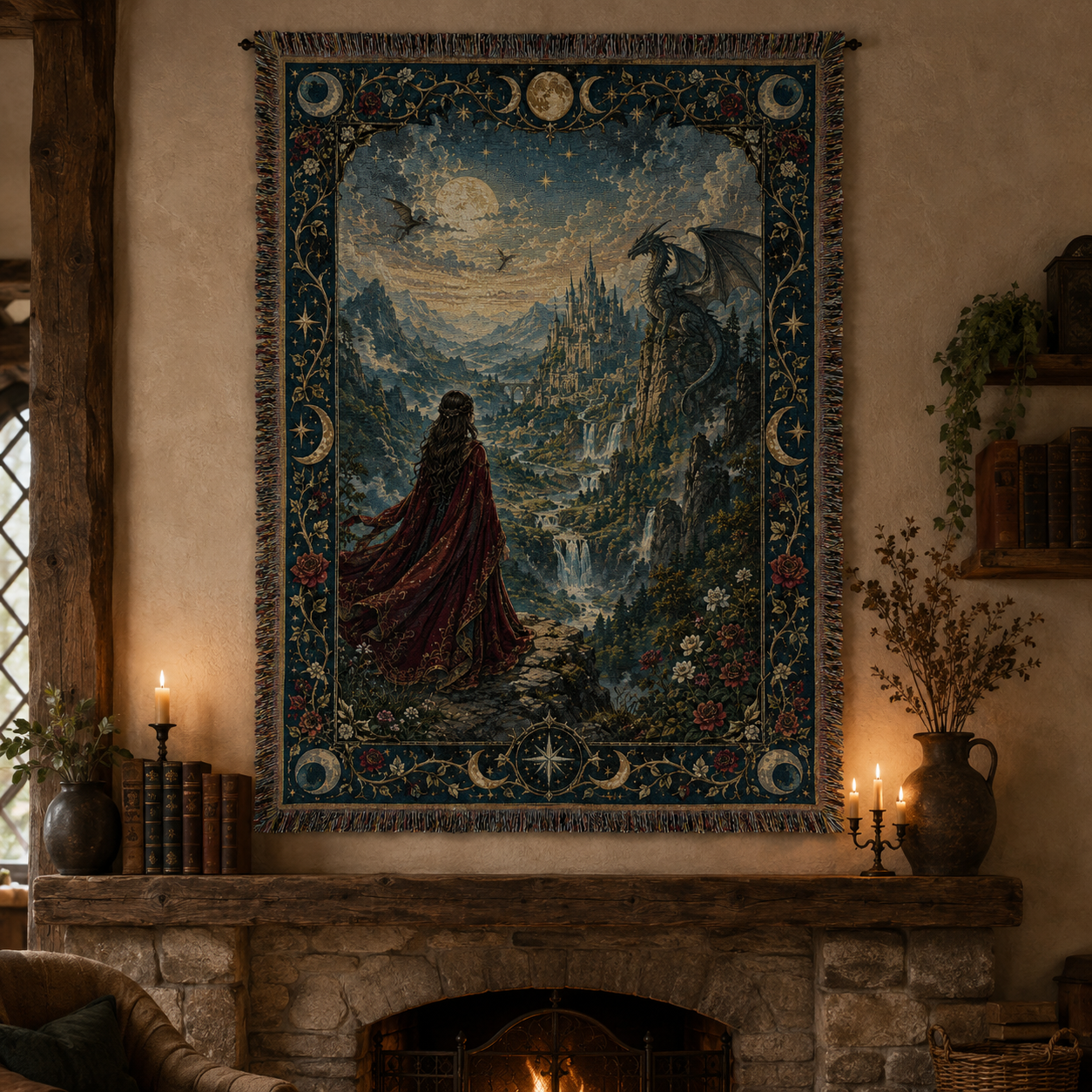 Moonbound Vale Dragon Woven Blanket