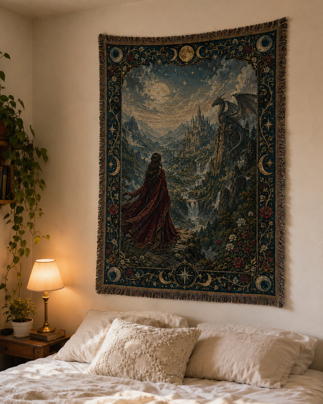 Moonbound Vale Dragon Woven Blanket