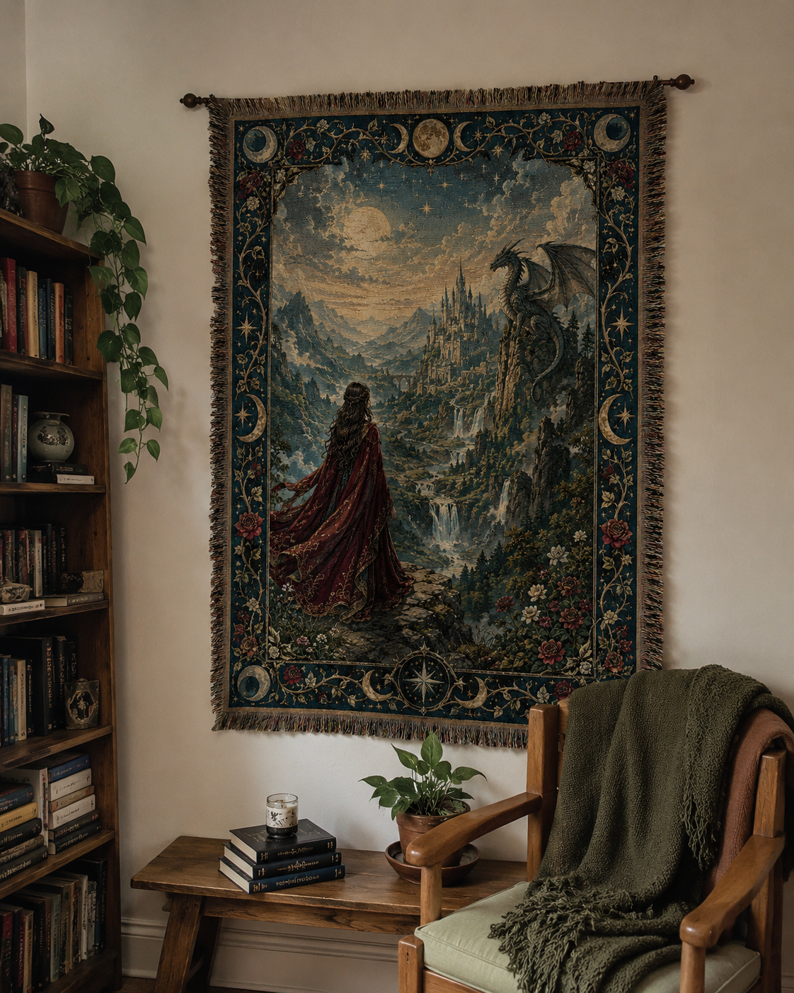 Moonbound Vale Dragon Woven Blanket