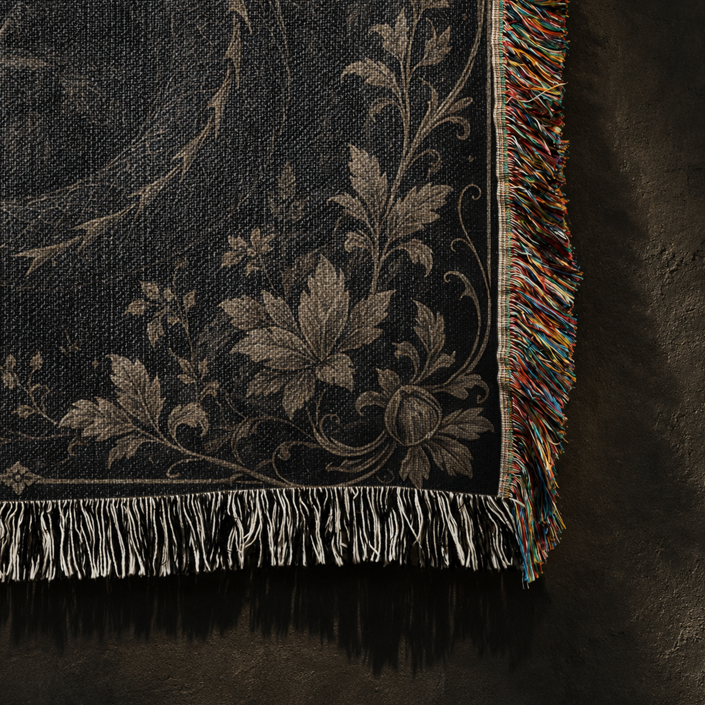 Moonlit Silver Dragon Woven Blanket - Gothic Fantasy Wall Decor