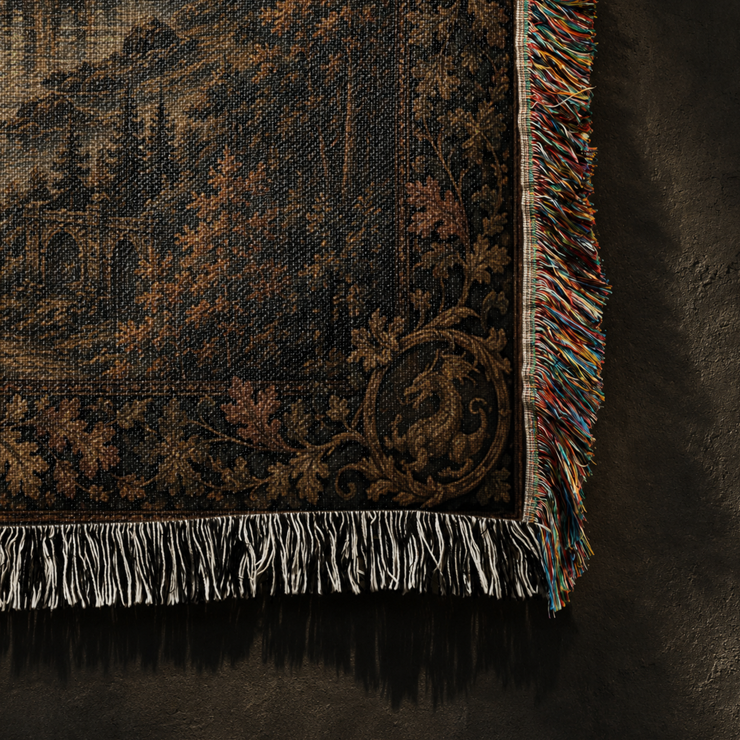 Golden Kingdom Dragon Woven Blanket - Medieval Fantasy Wall Decor