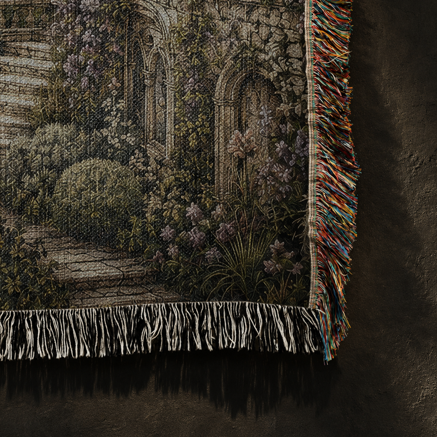 Castle Garden Dragon Woven Blanket - Fantasy Wall Decor