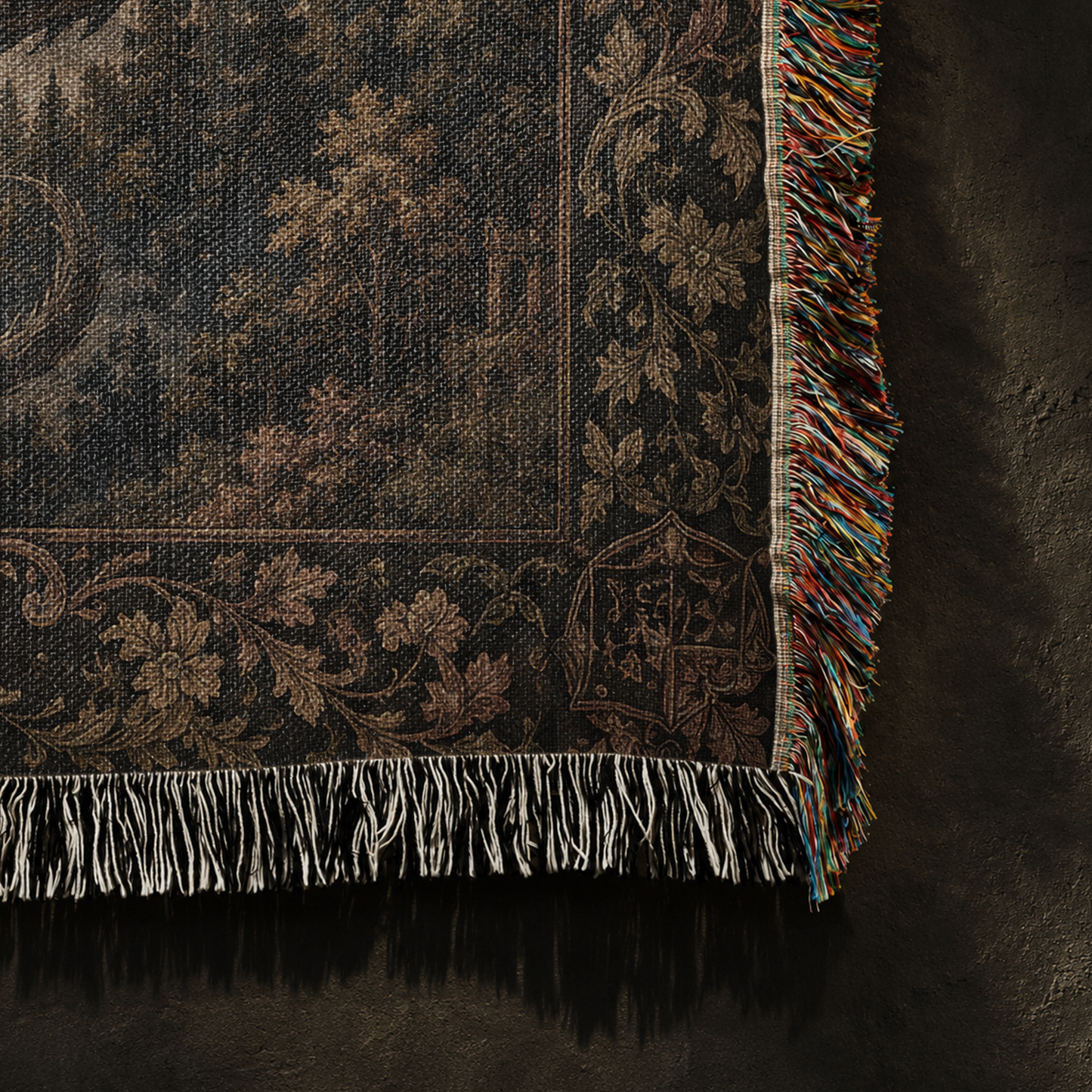 Dark Dragon Woven Tapestry – Gothic Medieval Fantasy Wall Blanket